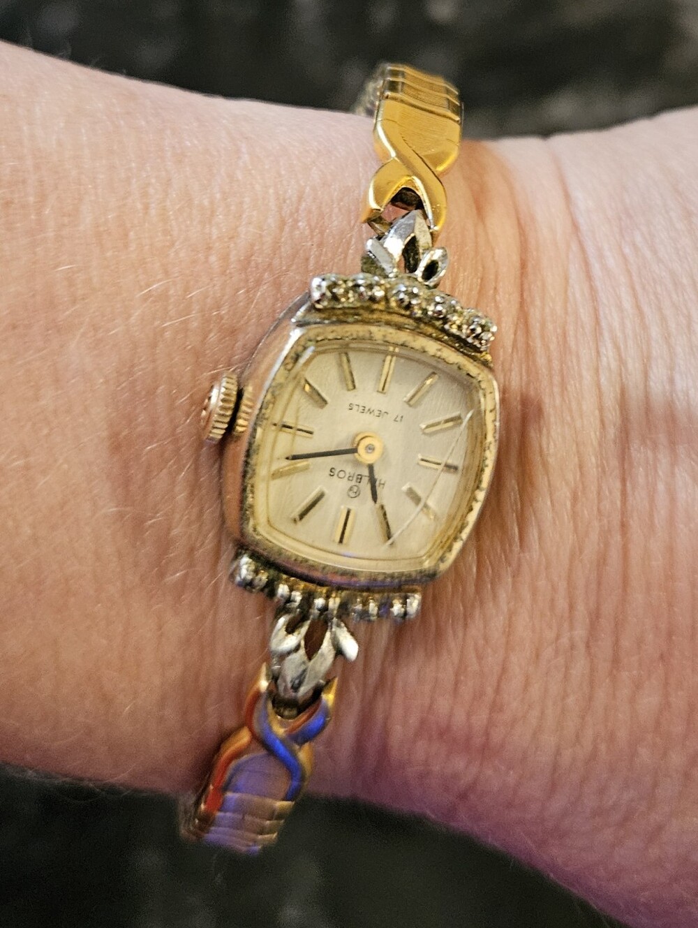 Vintage Helbros 17 Jewel Ladies Watch Gold Tone Working Swiss Movement Cocktail